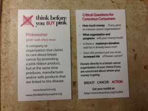 Critical pinkwashing questions to ask when donating or purchasing pink ribbon items.